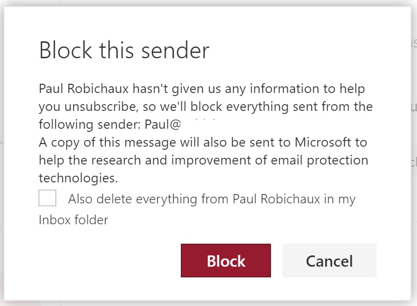 Office 365 blocks Paul