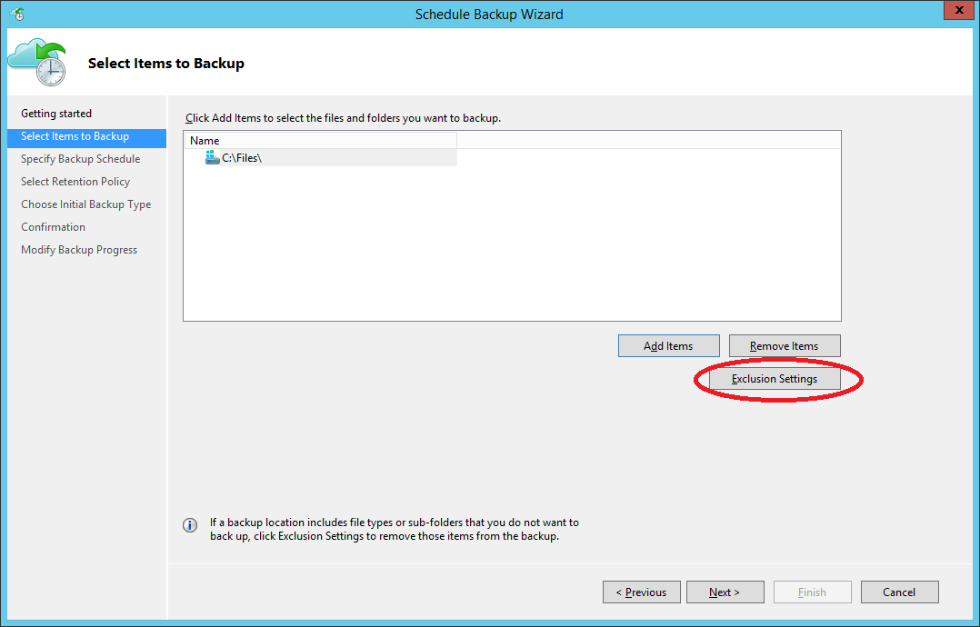 Azure Backup’s Select Items To Backup screen [Image Credit: Aidan Finn]