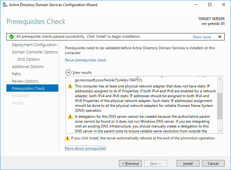 Ignore the warning about a DHCP configuration in the Azure machine’s guest OS [Image Credit: Aidan Finn]