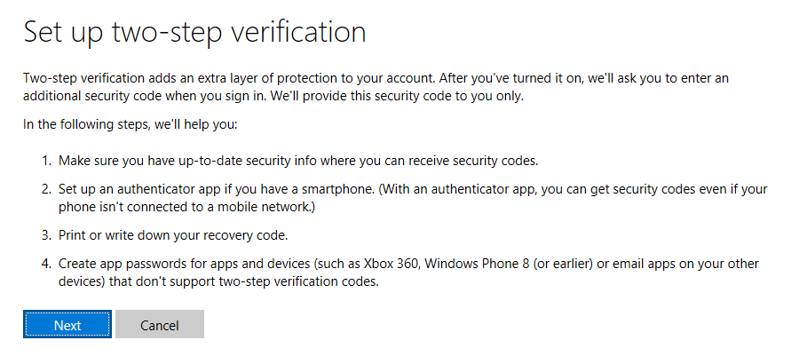 Set up two-factor authentication for a Microsoft Account (Image Credit: Russell Smith)