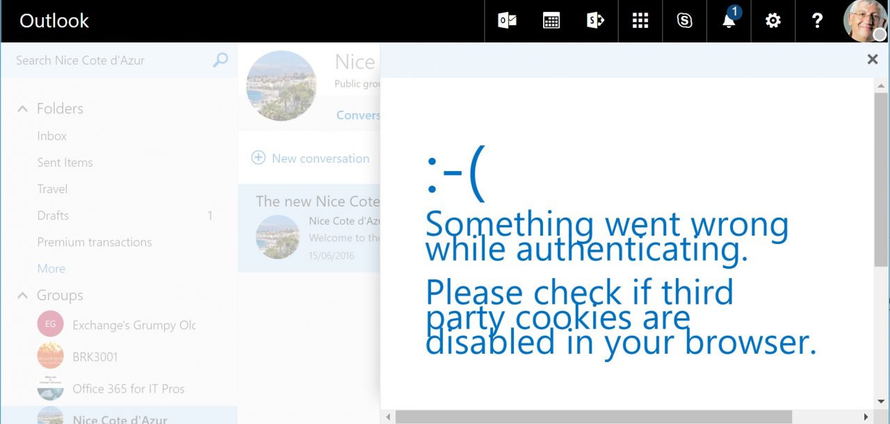 Cookie problem creating an Office 365 connector