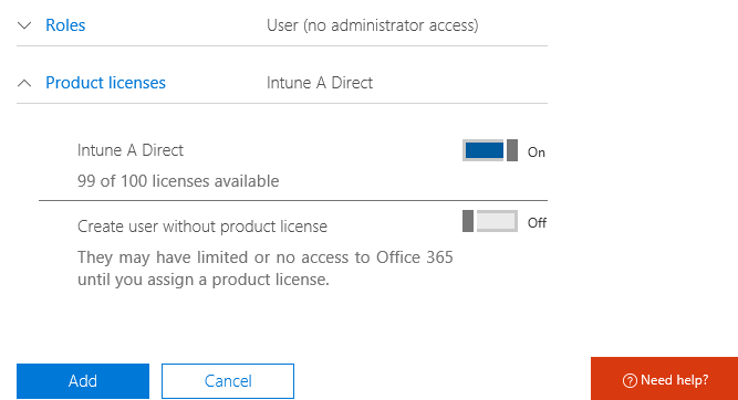 Assign an Intune license to a user (Image Credit: Russell Smith)