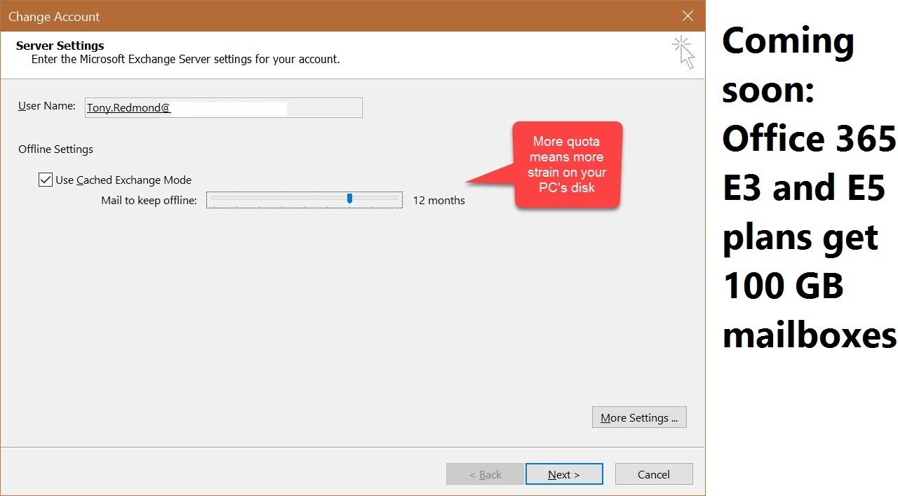 Exchange Online and Outlook slider
