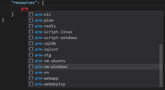 Using Azure Resource Manager JSON snippets in VS Code [Image Credit: Aidan Finn]