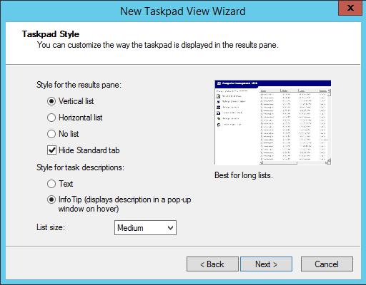 Select a list type in the New Taskpad View Wizard (Image Credit: Russell Smith)