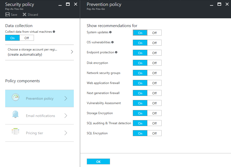 Configure prevention policy in the Azure Security Center (Image Credit: Russell Smith)