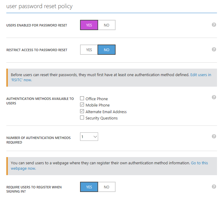 Enable password reset policy in Azure Active Directory (Image Credit: Russell Smith)