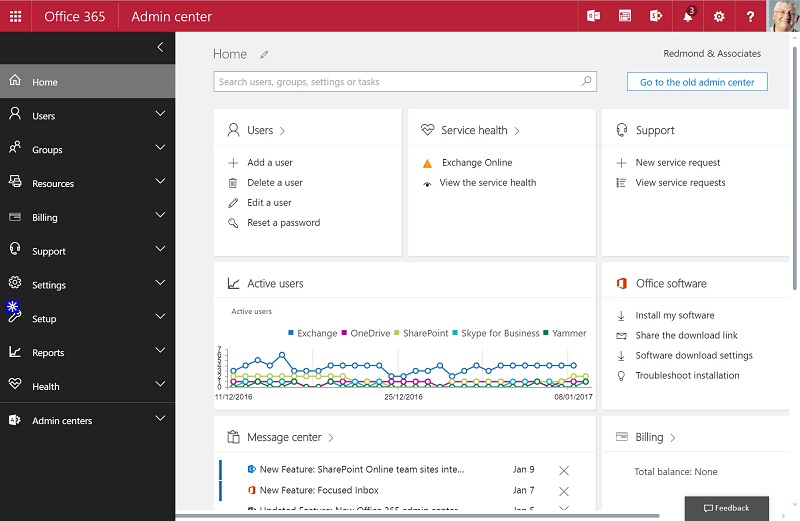 New Office 365 Admin Center