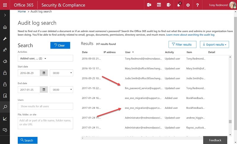 Strange Office 365 audit events