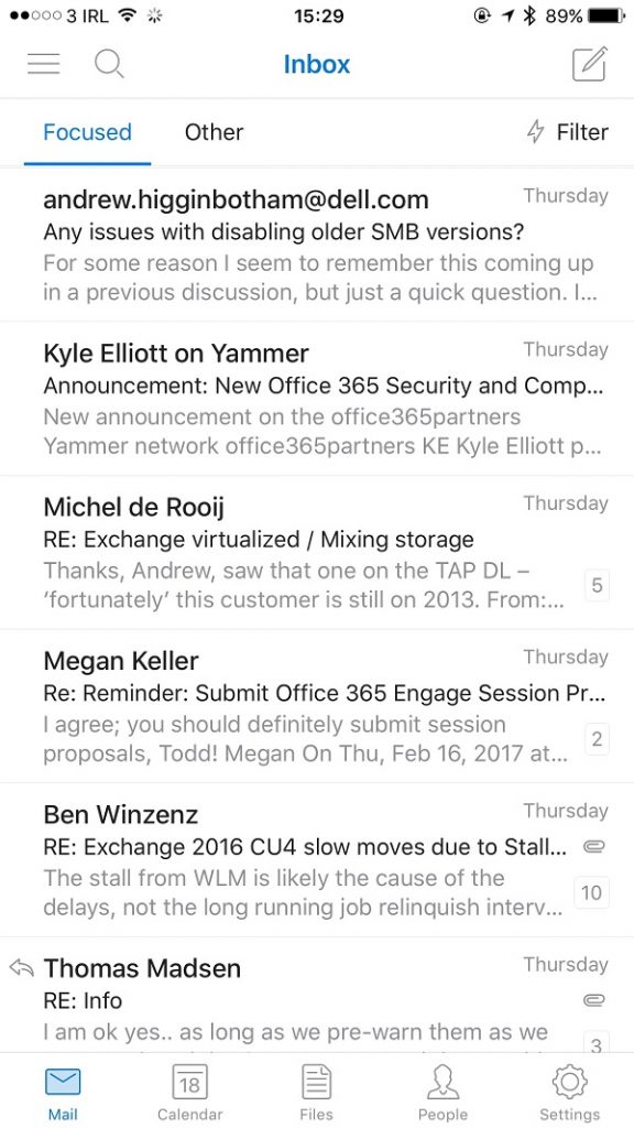 Outlook for iOS and Exchange mailbox