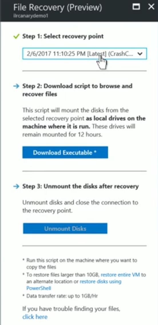 Restoring an individual file from an Azure virtual machine backup [Image Credit: Microsoft]