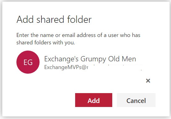 OWA group mailbox shared folder