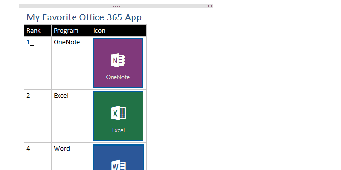 Dragging Tables on OneNote