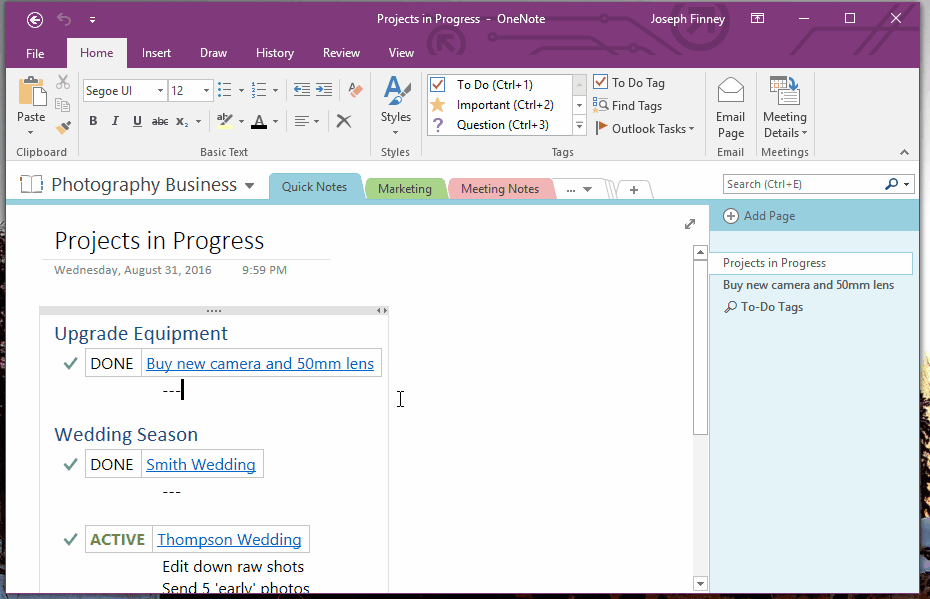 Emailing OneNote Page