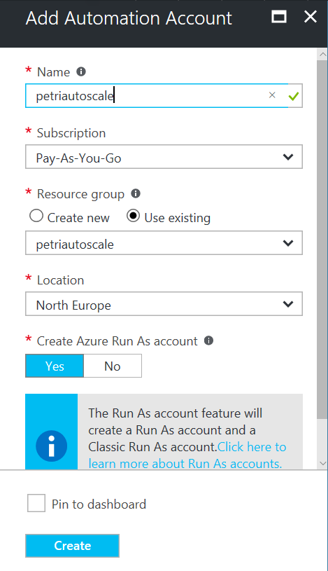 Add an Azure Automation account (Image Credit: Russell Smith)