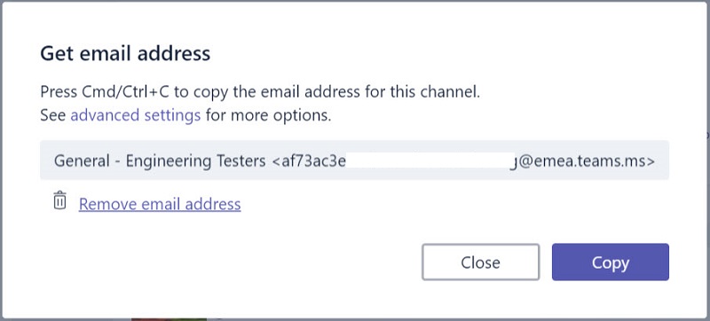 Teams email address