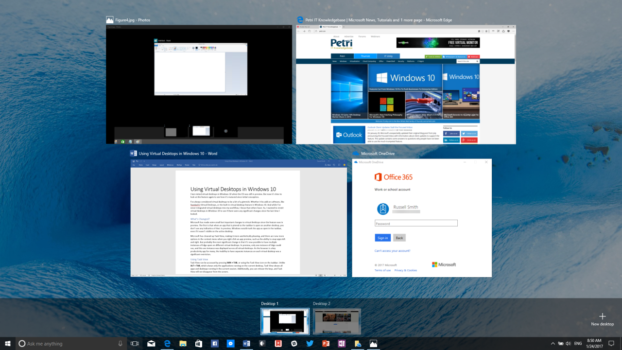 Task View and virtual desktops in Windows 10 (Image Credit: Russell Smith)