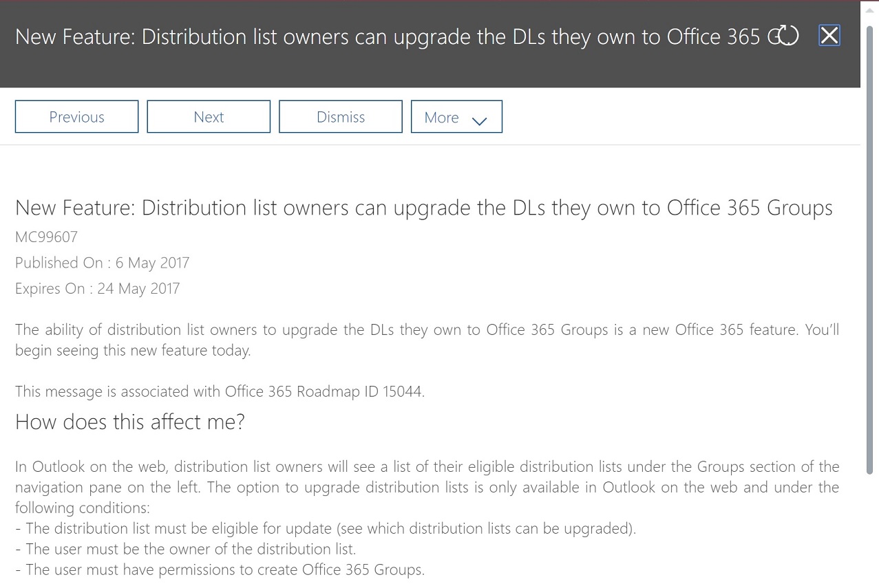 DL Convert to Office 365 Groups