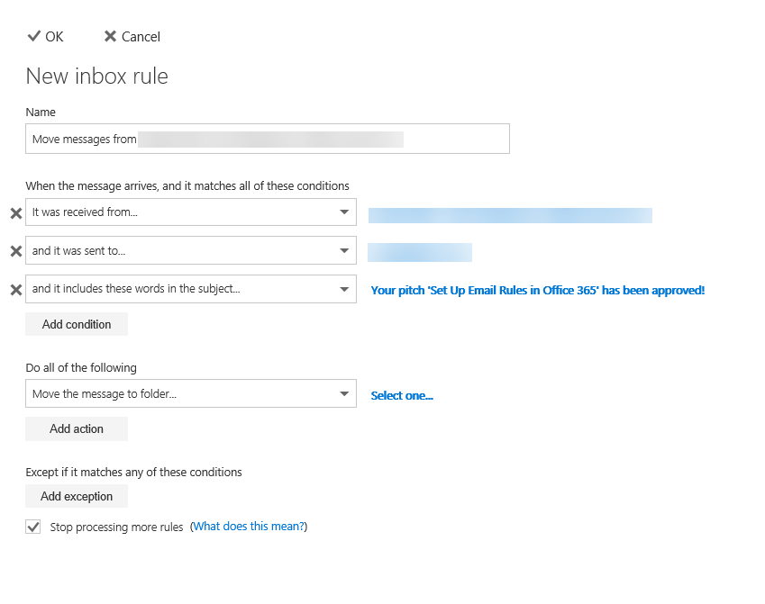 Set up inbox rules in Office 365 Outlook (Image Credit: Russell Smith)