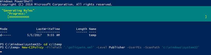 Scan a reference system using the New-CIPolicy cmdlet (Image Credit: Russell Smith)