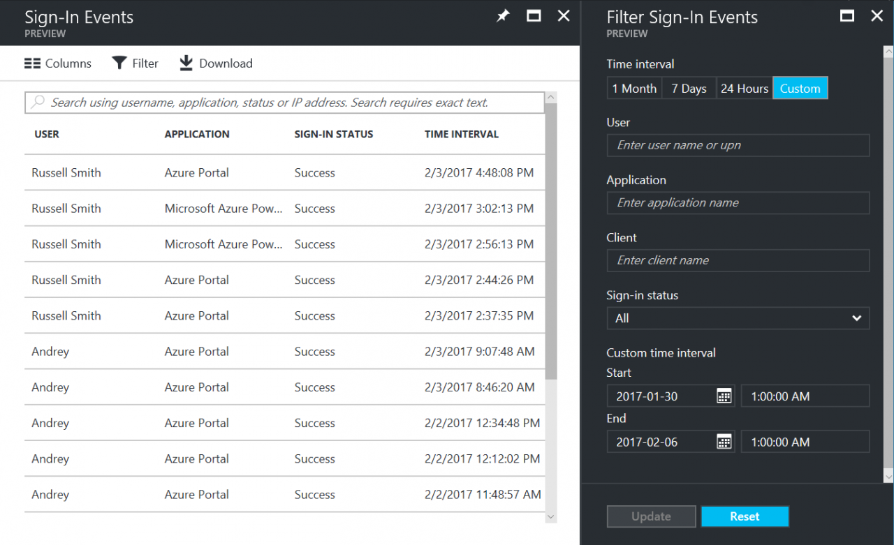 Rich search and filter experience in Azure AD auditing (Image Credit: Russell Smith)