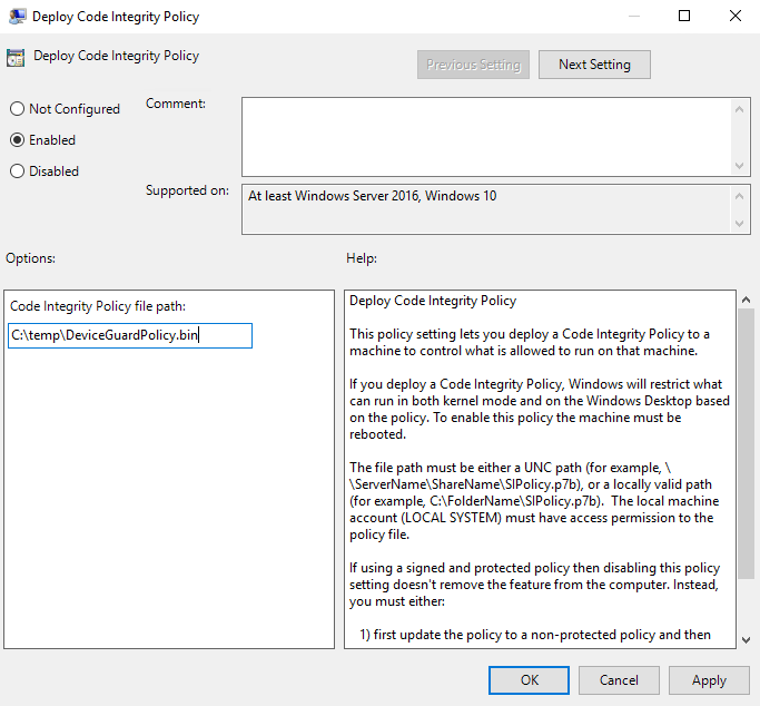 Enable Device Guard in policy (Image Credit: Russell Smith)