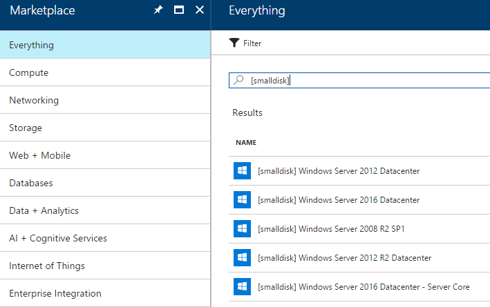 Windows Server images with 30 GB OS drives [Image Credit: Aidan Finn] 