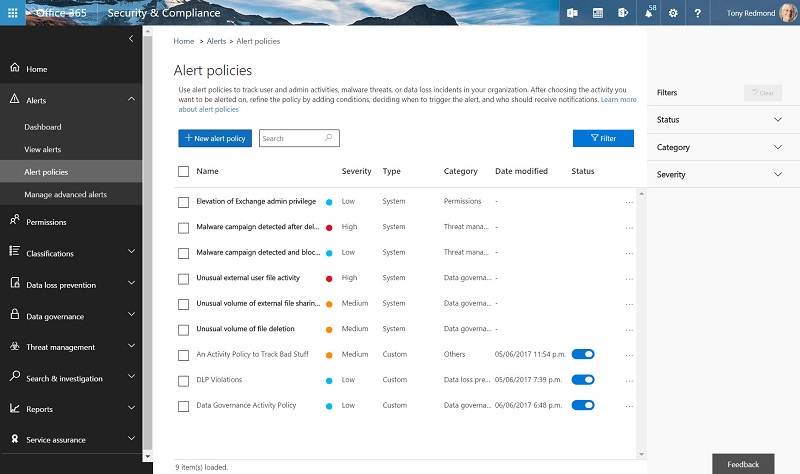 Office 365 Alert Policies 1