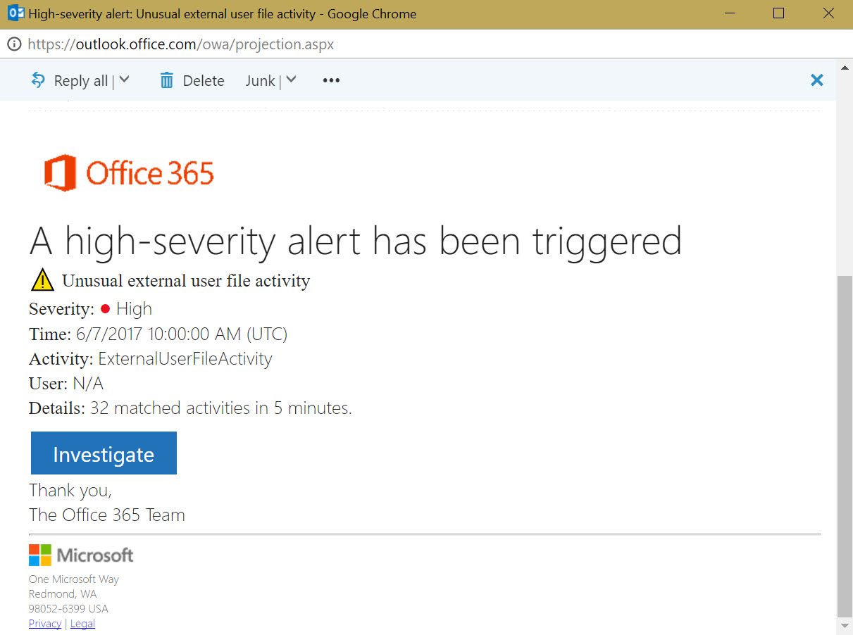 Office 365 Alert Policies 3