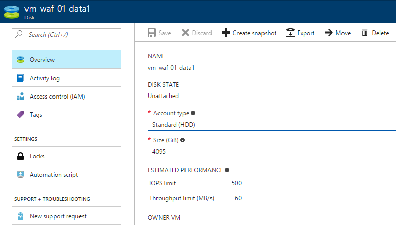 A new 4 TB virtual machine disk in Azure [Image Credit: Aidan Finn]