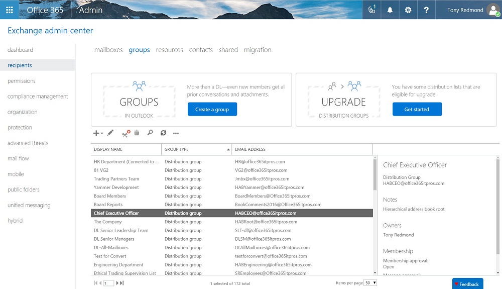 Exchange Admin Center convert DL