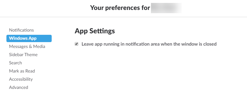 Slack Windows App preferences (Image Credit: Russell Smith)