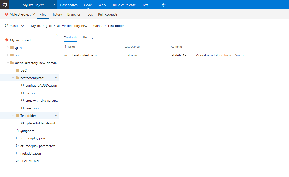 Create a new folder in Visual Studio Team Services (Image Credit: Russell Smith)