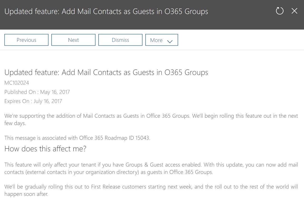 Groups support mail contacts