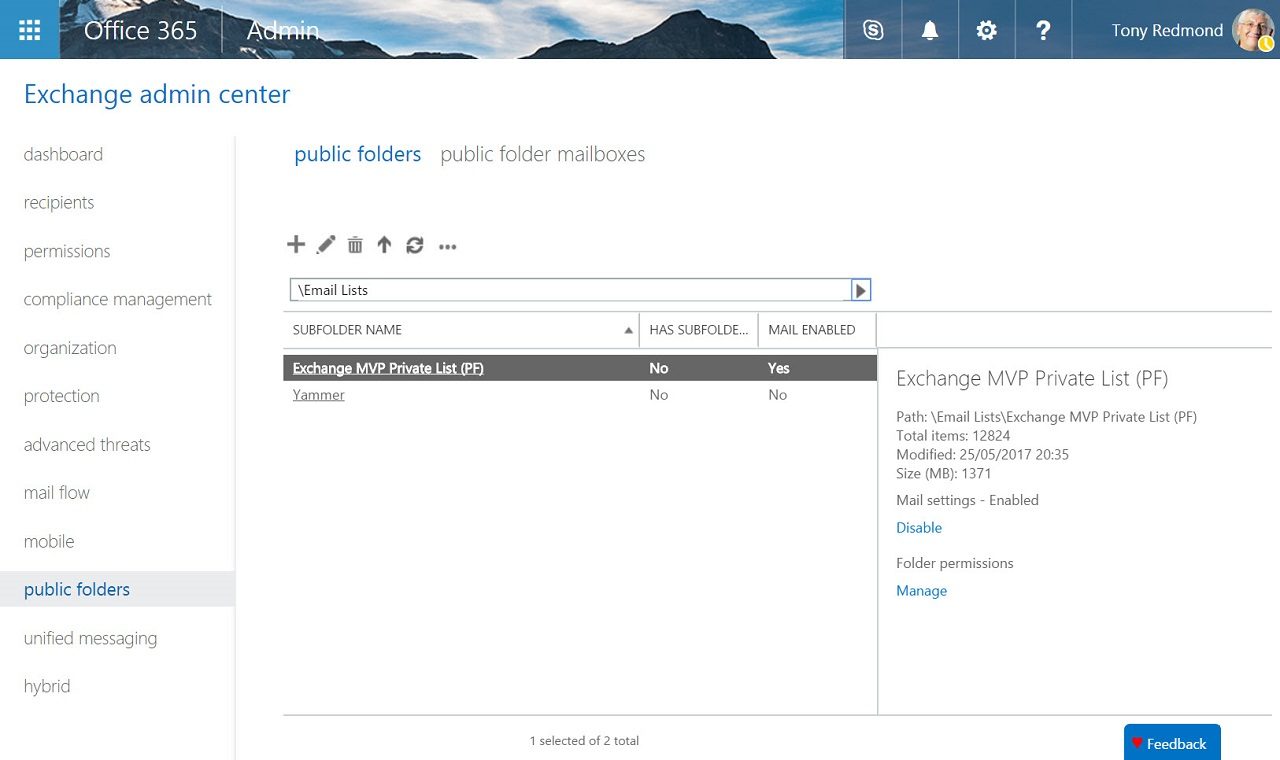 Public Folders Exchange Online