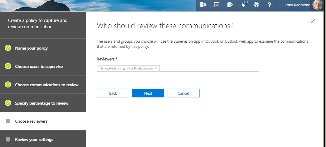 Office 365 Supervision Policy 5