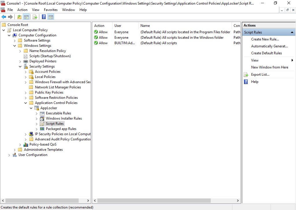 AppLocker script rules in Allowed Mode (Image Credit: Russell Smith)