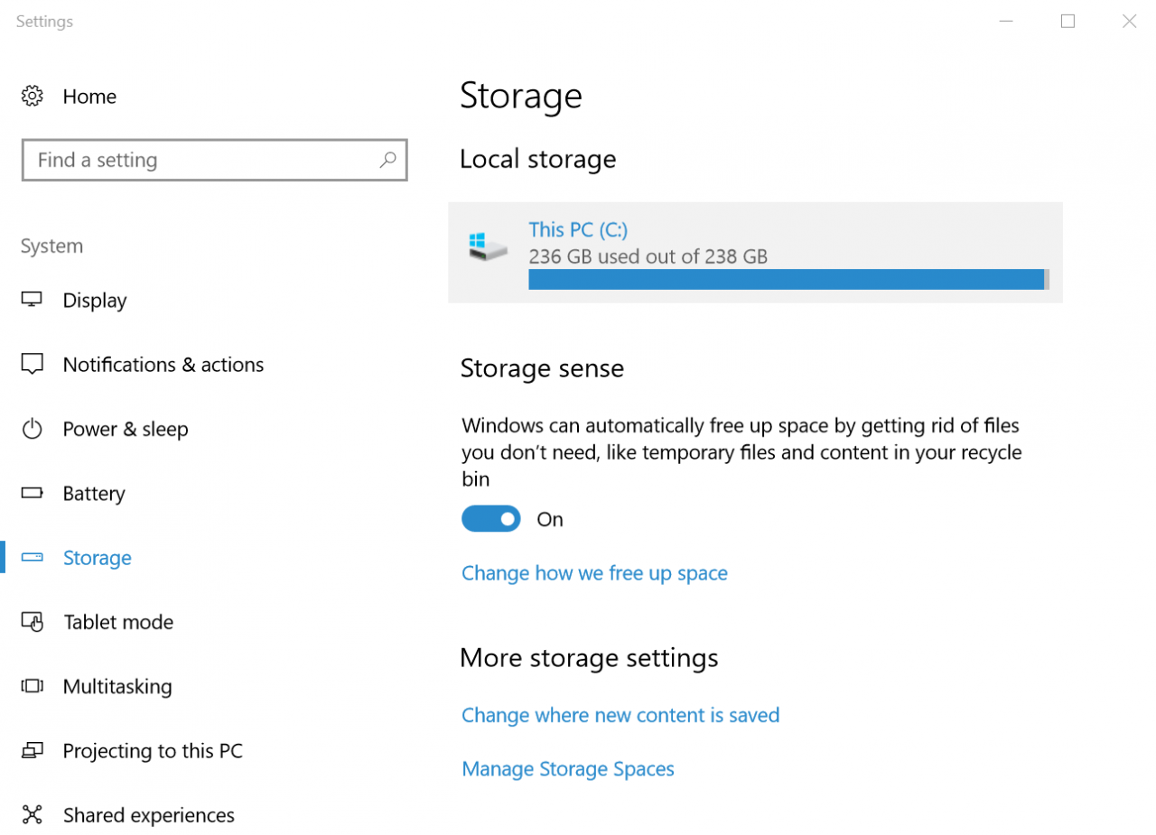 Storage sense in Windows 10 Creators Update (Image Credit: Russell Smith)