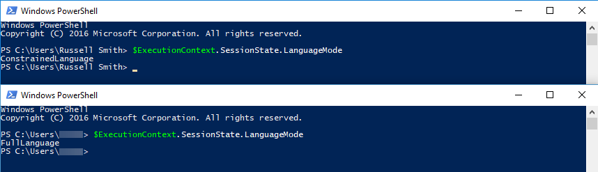 Display the language mode in a PowerShell session (Image Credit: Russell Smith)