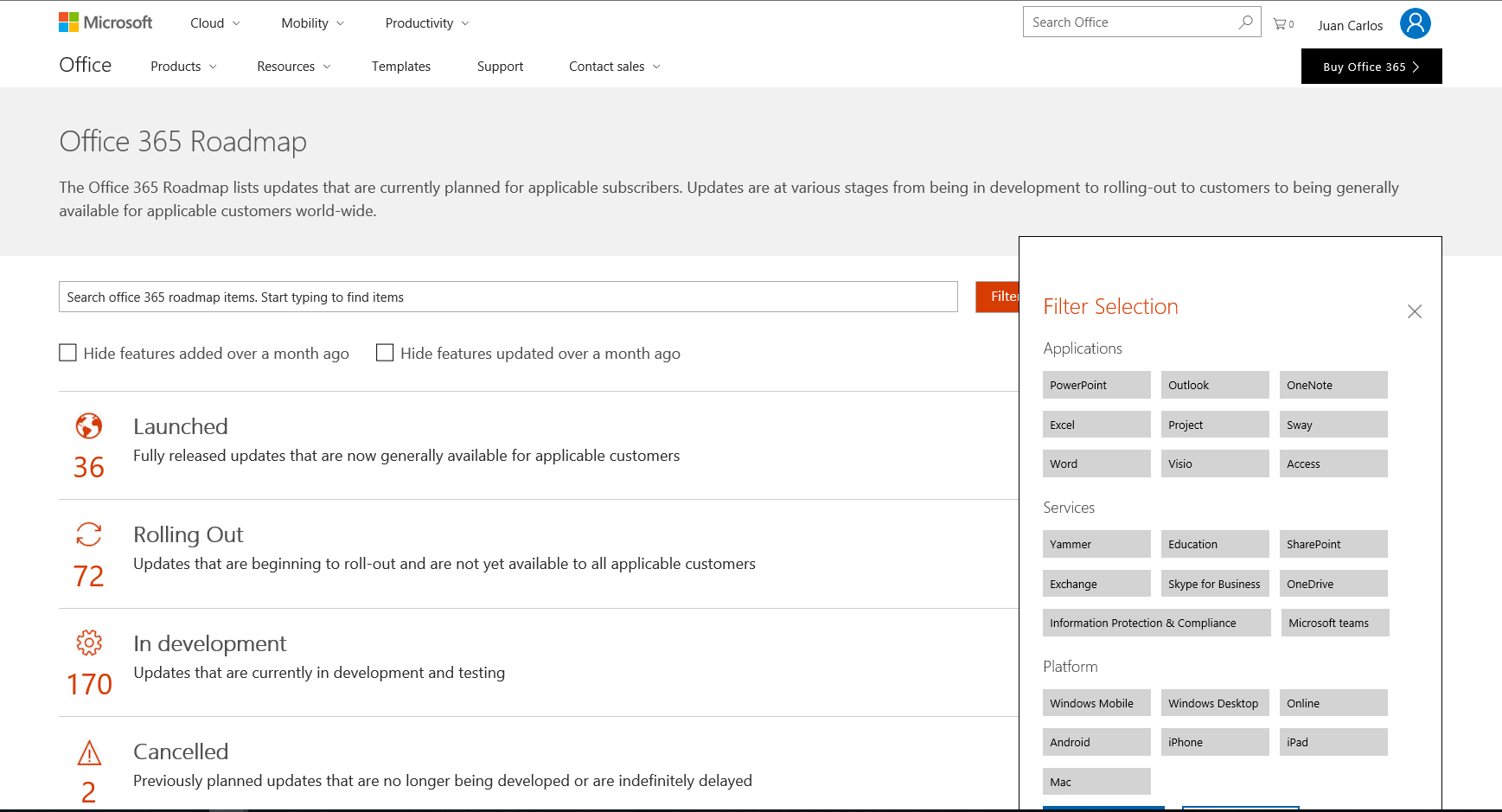 Office 365 Roadmap