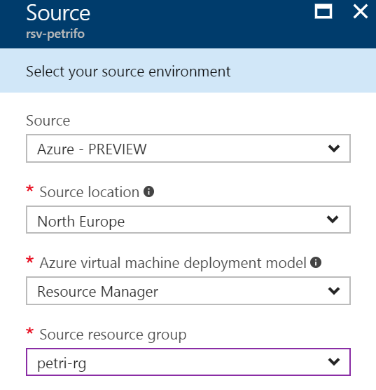 Configure the source for replicating Azure virtual machines [Image Credit: Aidan Finn]