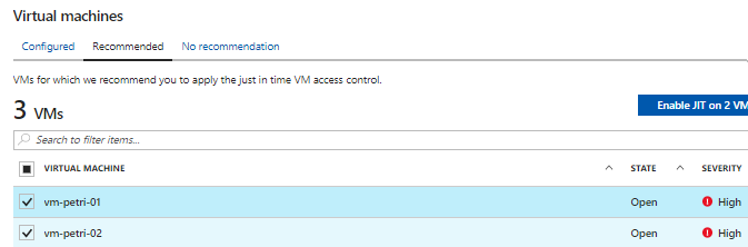 Enabling JIT VM Access in Azure Security Center [Image Credit: Aidan Finn]
