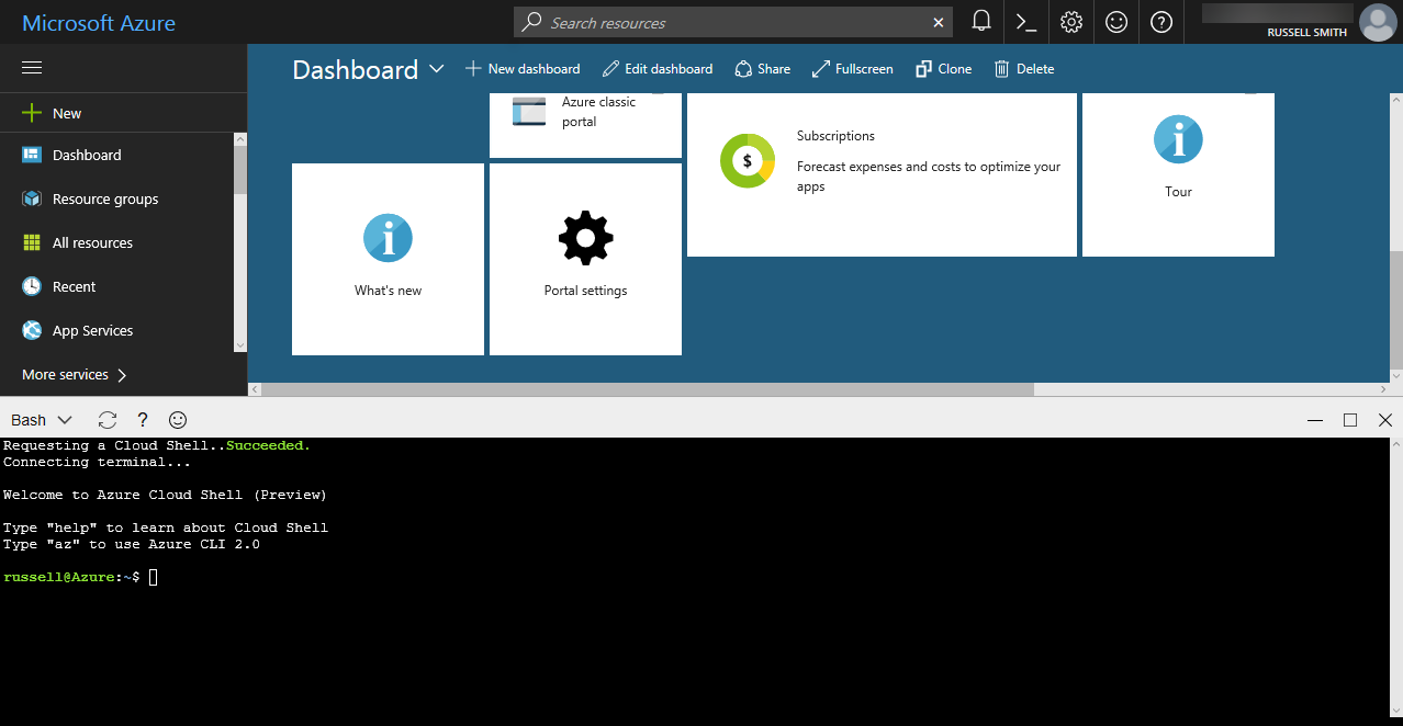 Azure Cloud Shell (Image Credit: Russell Smith)