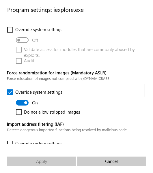 Managing Exploit Guard in the Windows Defender Security Center in Windows 10 Fall Creators Update (Image Credit: Russell Smith)