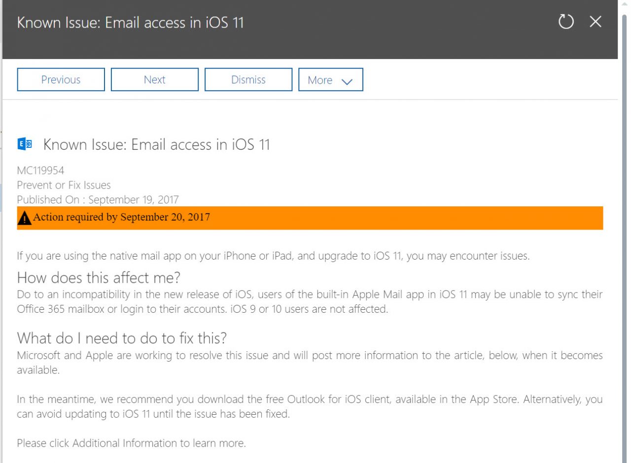 iOS 11 mail problem