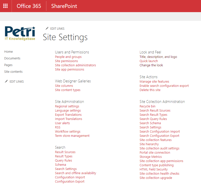 New Site Theming Options SPO 5