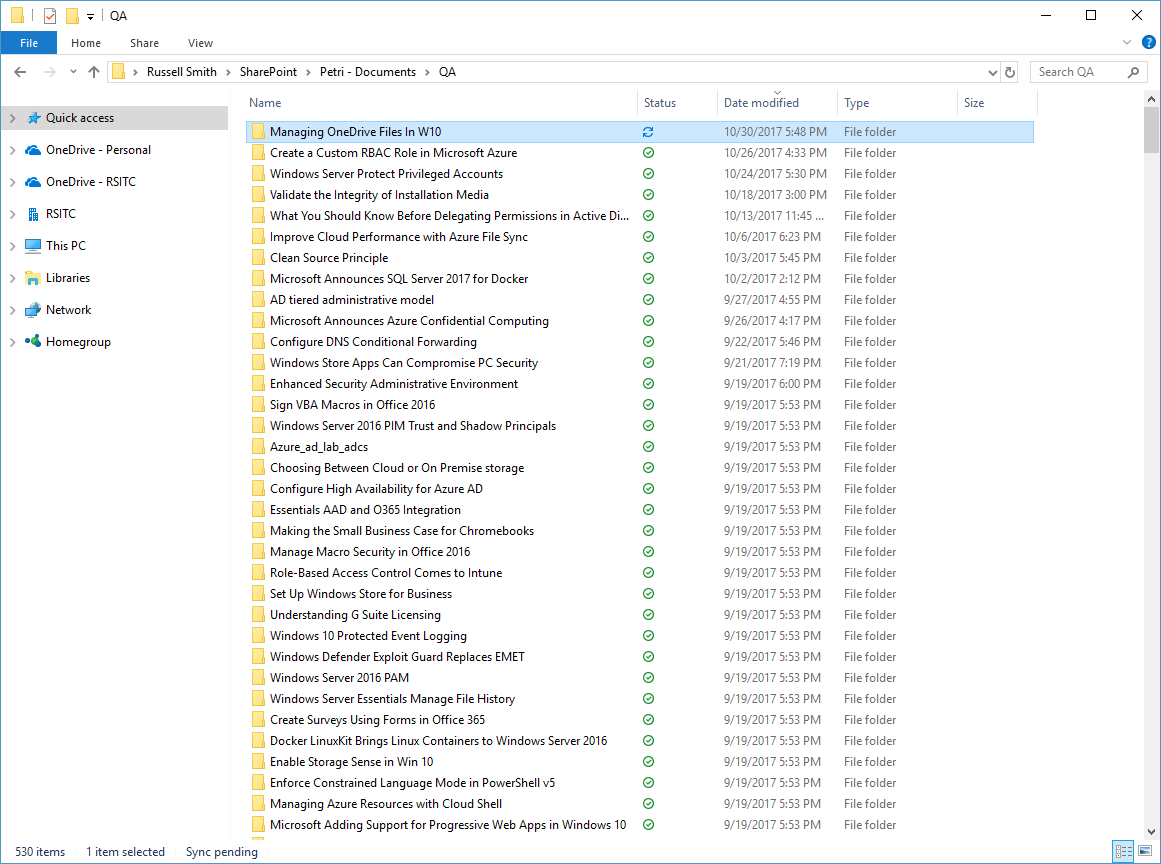 OneDrive sync status is displayed in File Explorer (Image Credit: Russell Smith)