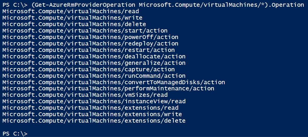List of the operations for an Azure provider (Image Credit: Russell Smith)