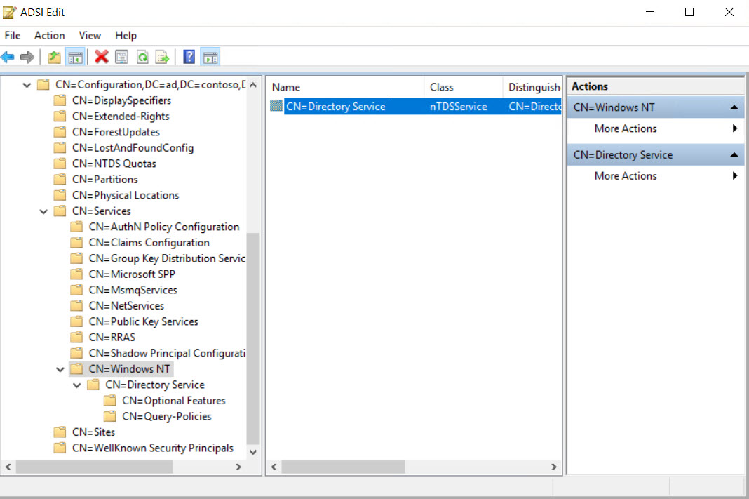 The Directory Service container in Active Directory (Image Credit: Russell Smith)