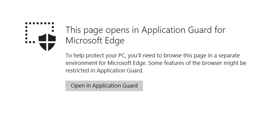 Opening a website in Application Guard (Image Credit: Russell Smith)